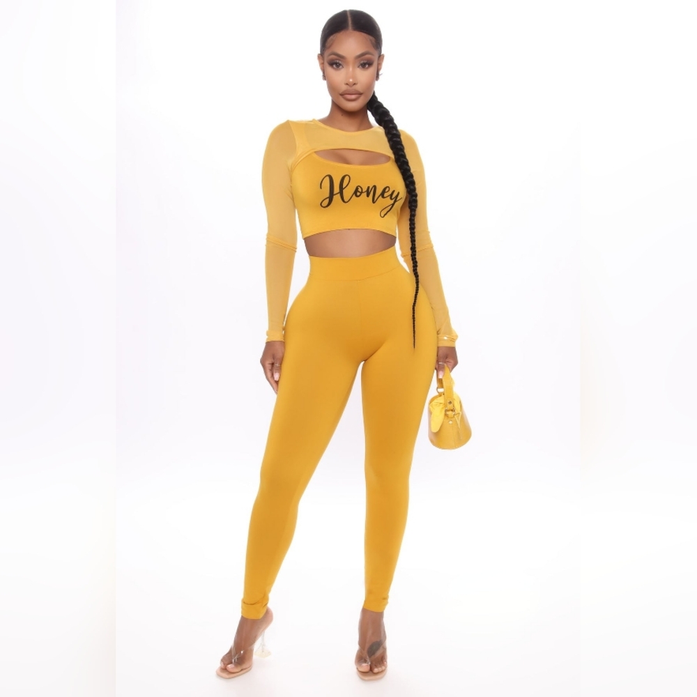 NEW! Fashion Nova Honey Mustard Yellow Leggings Set